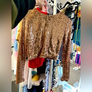 Akira bronze-gold sequin top